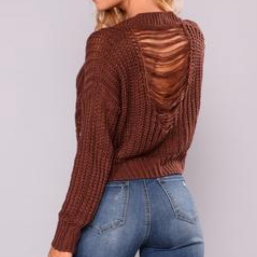 Distressed cropped fashion nova sweater.